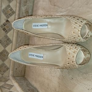 Lace and Rhinestone Champagne heels